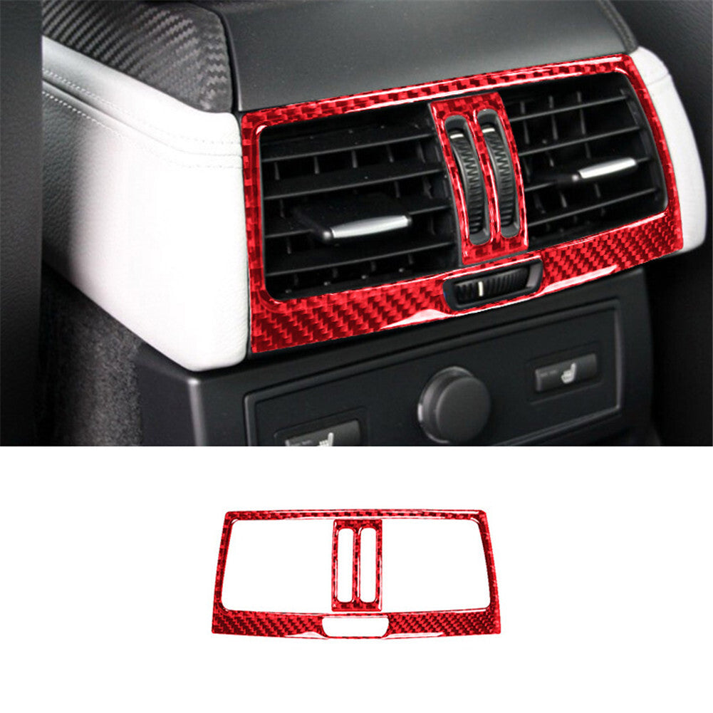 Red Carbon Fiber Rear Vent Outlet Cover Trim for BMW X5 E70 X6 E71 2008-13 TypeC