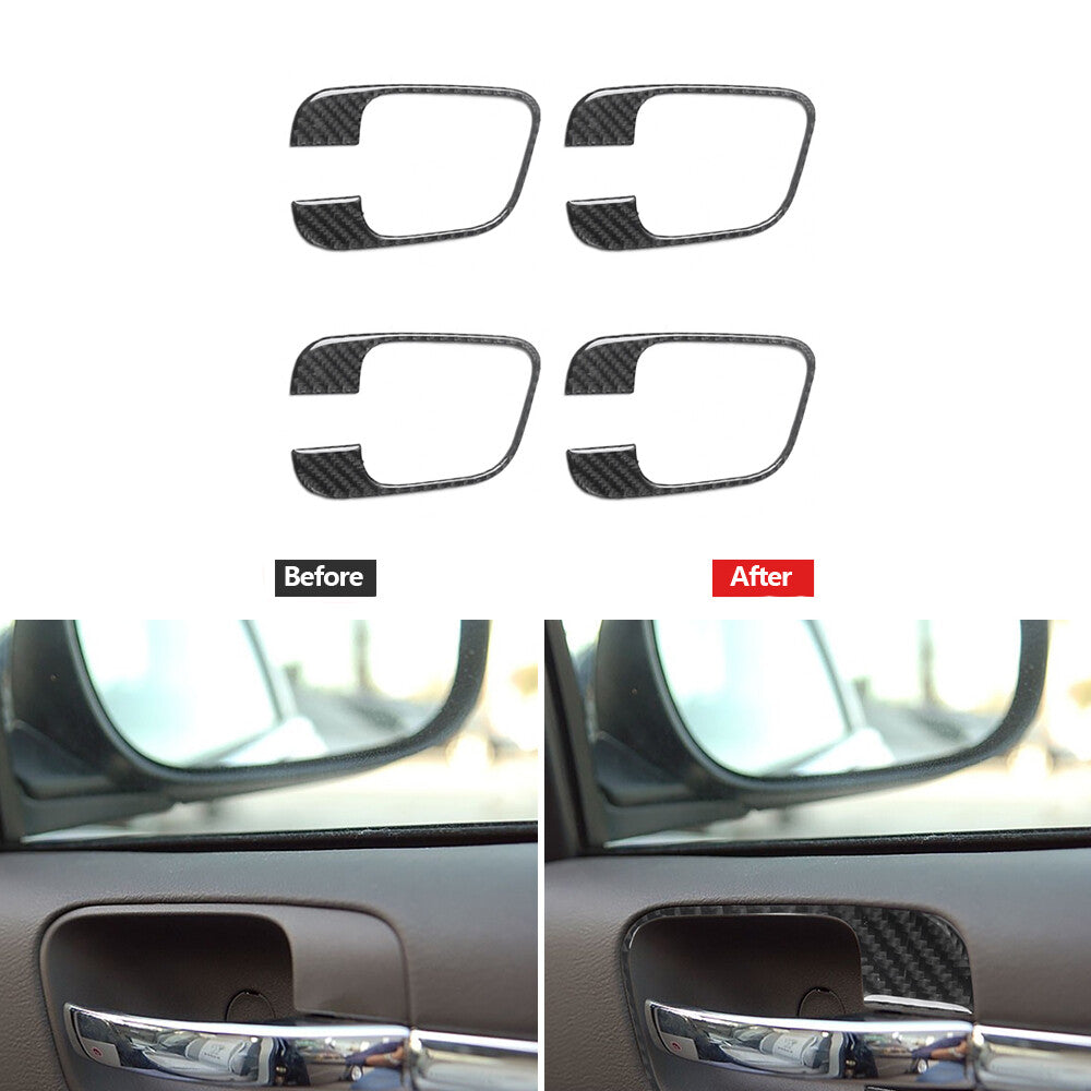 4Pcs Carbon Fiber Door Handle Decorative Cover Trim for Chrysler 300 2005-2007