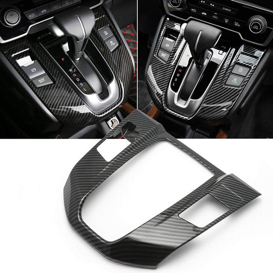For 17-22 for Honda CRV Carbon Fiber Black Car Gear Shift Box Panel Cover Trim