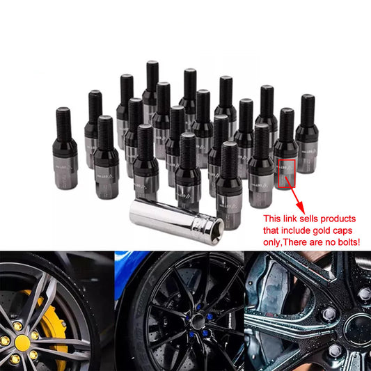 20-piece titanium alloy wheel lug bolt set, replacement caps 28mm, suitable for most aftermarket applications.