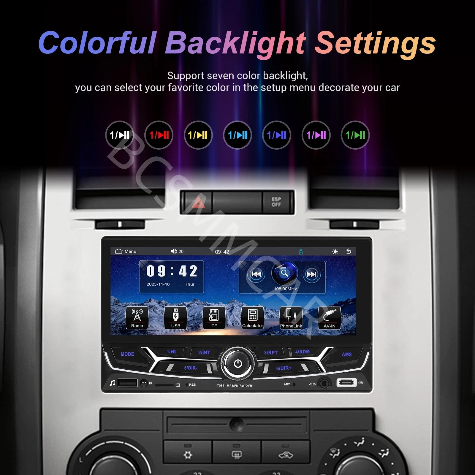 Double Din 6.86in Car Stereo Radio For Apple CarPlay Android Auto BT FM Camera