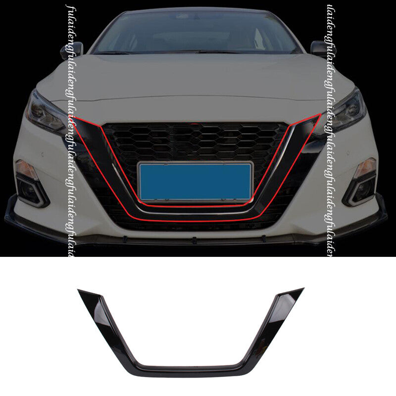 for Nissan Altima 19-2022 gloss black FRONT Bumper Grills Moulding Cover Trim 3x