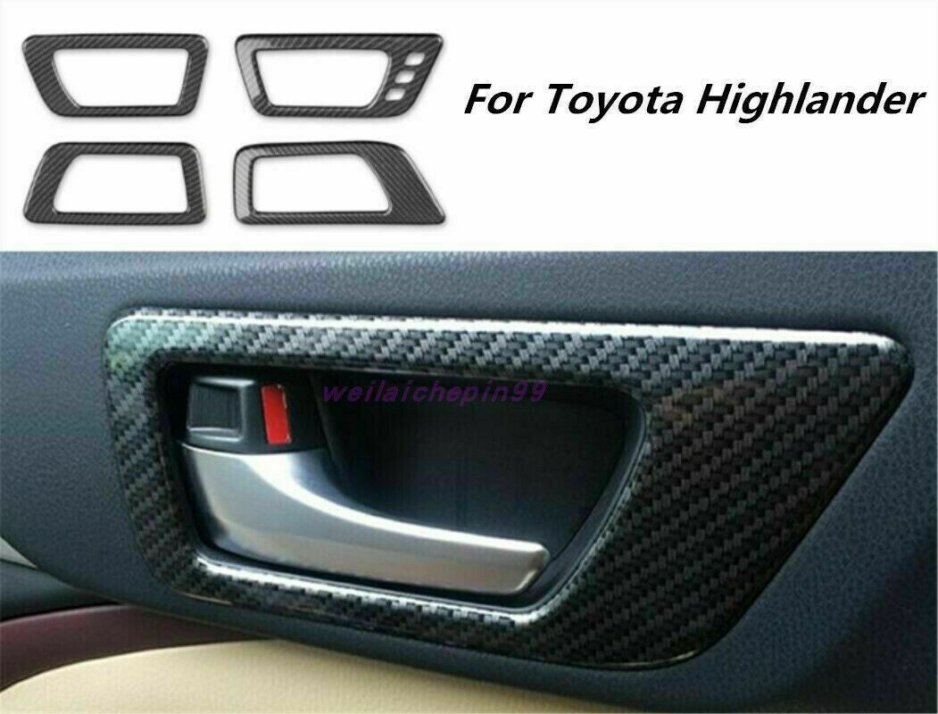 4X Carbon Fiber Inner Door Bowl Decor Frame Trim for Toyota Highlander 2014-2019
