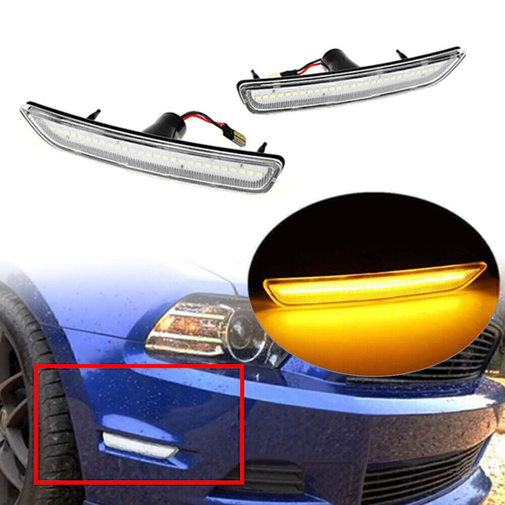 2x LED Front Bumper Side Indicator Light Lamps LH+RH for 2010-2014 for Ford for Mustang