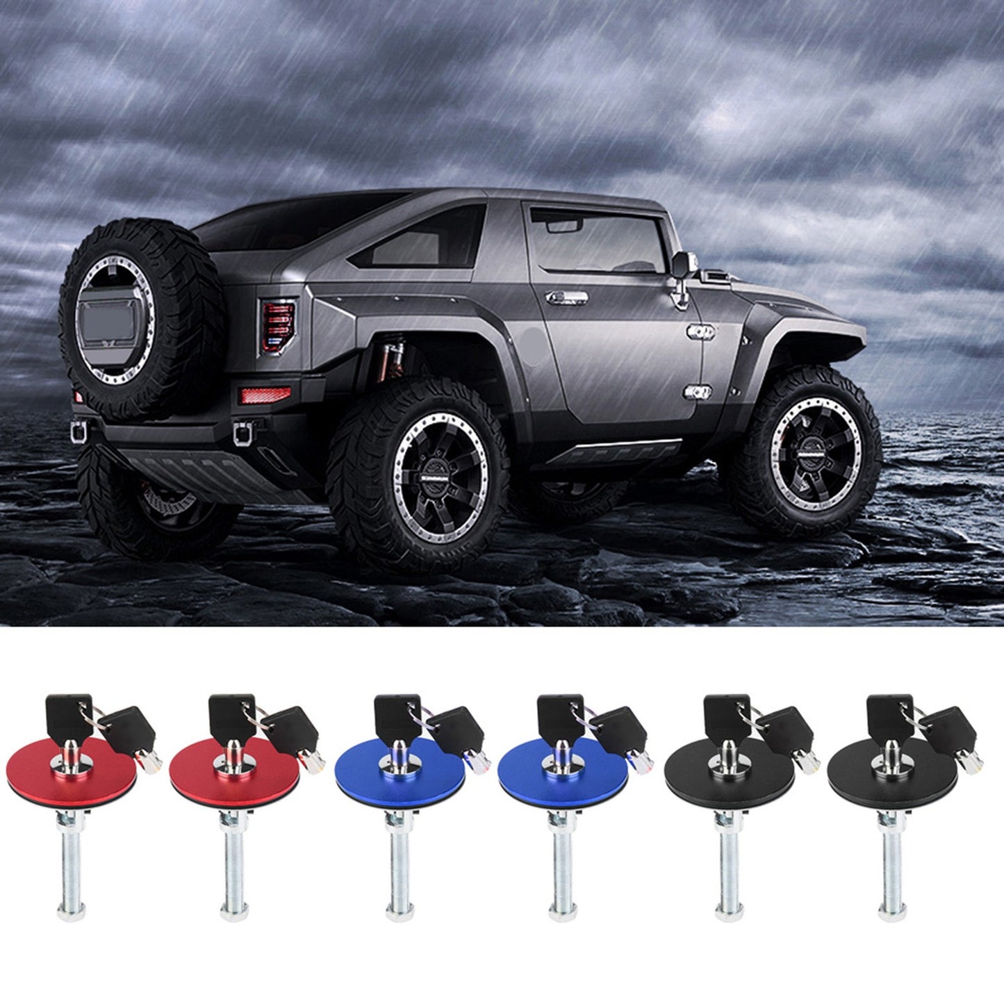 Car Engine Hood Cover Lock Kit Universal Accessories Cover Lock Kit Blue, Red
