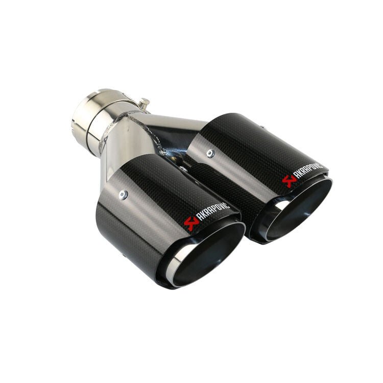 Pair For AK Carbon Fiber Exhaust Tip Dual Pipe ID:2.5 63mm OD:3.5 89mm Glossy