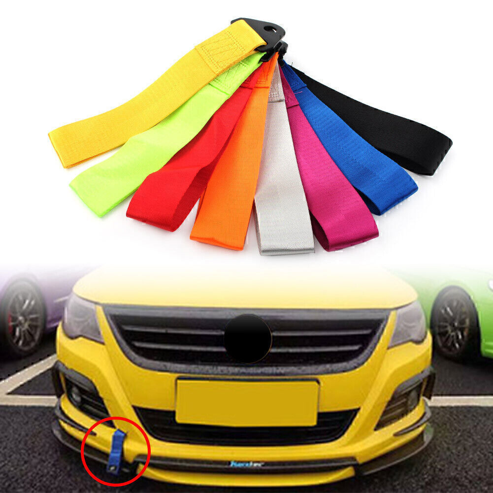 Racing Car Tow Towing Strap Belt Rope Rally Hook Universal Rear/Front Bumper