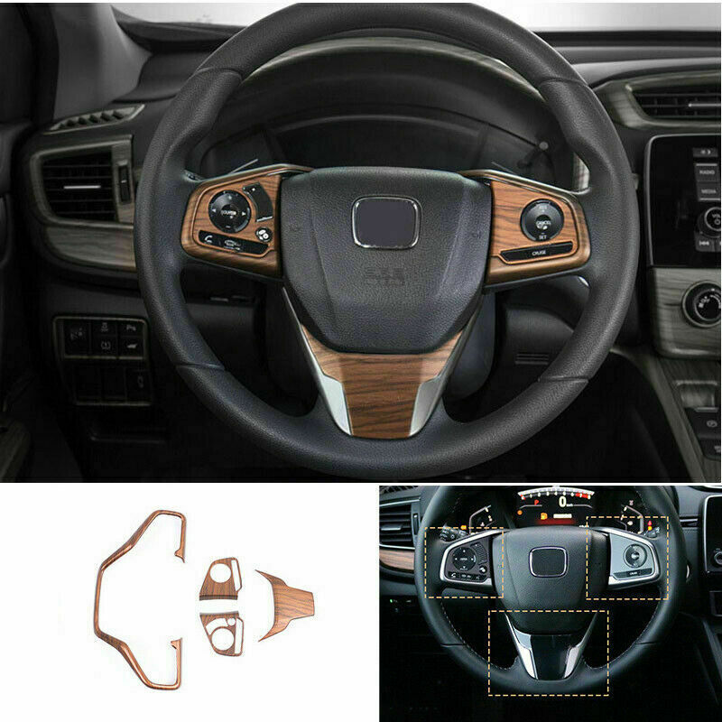 for Honda CR-V CRV 2017-2022 DX Steering Wheel Decor Cover Trim Wood Grain 4PCS
