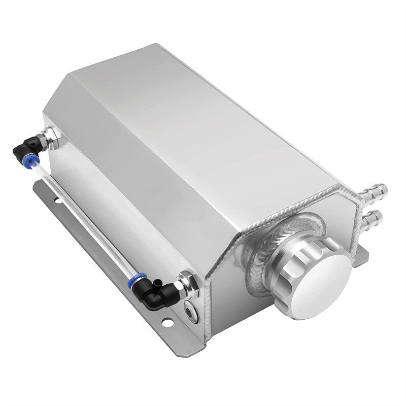 Universal 2L Coolant Radiator Overflow Tank Reservoir Expansion Silver Aluminum