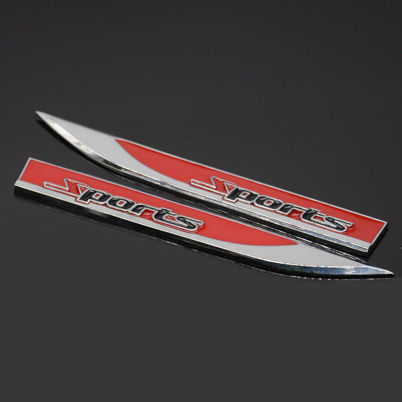 Car Bady Side Fender Red Sports Emblem Metal Badge Decal Racing Dagger Sticker