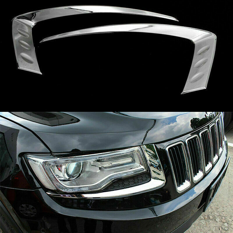 for Jeep Grand Cherokee 2014-2016 Chrome Front Head Light Lamp Eyelid Cover Trim