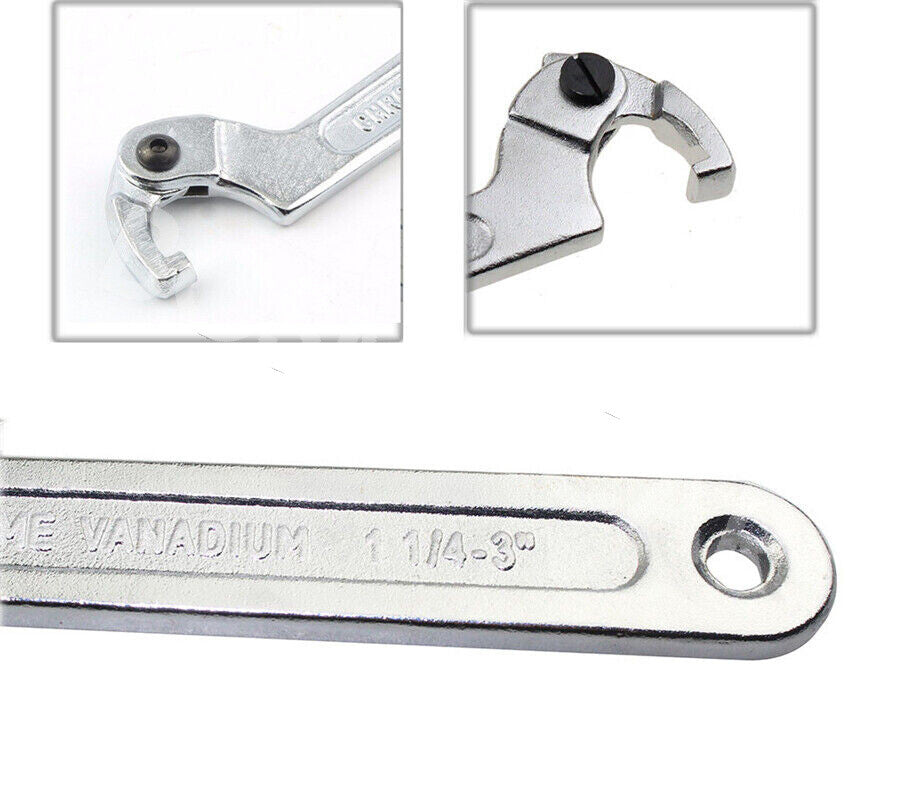 Adjustable Hook Wrench 19-51 mm C Round Spanner Tool Slotted Retaining Accessory