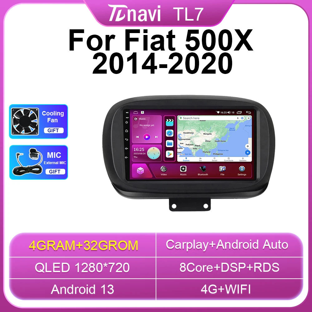 Android Auto CarPlay Car Radio for Fiat 500X 2014-2020 GPS Navi Player Screen
