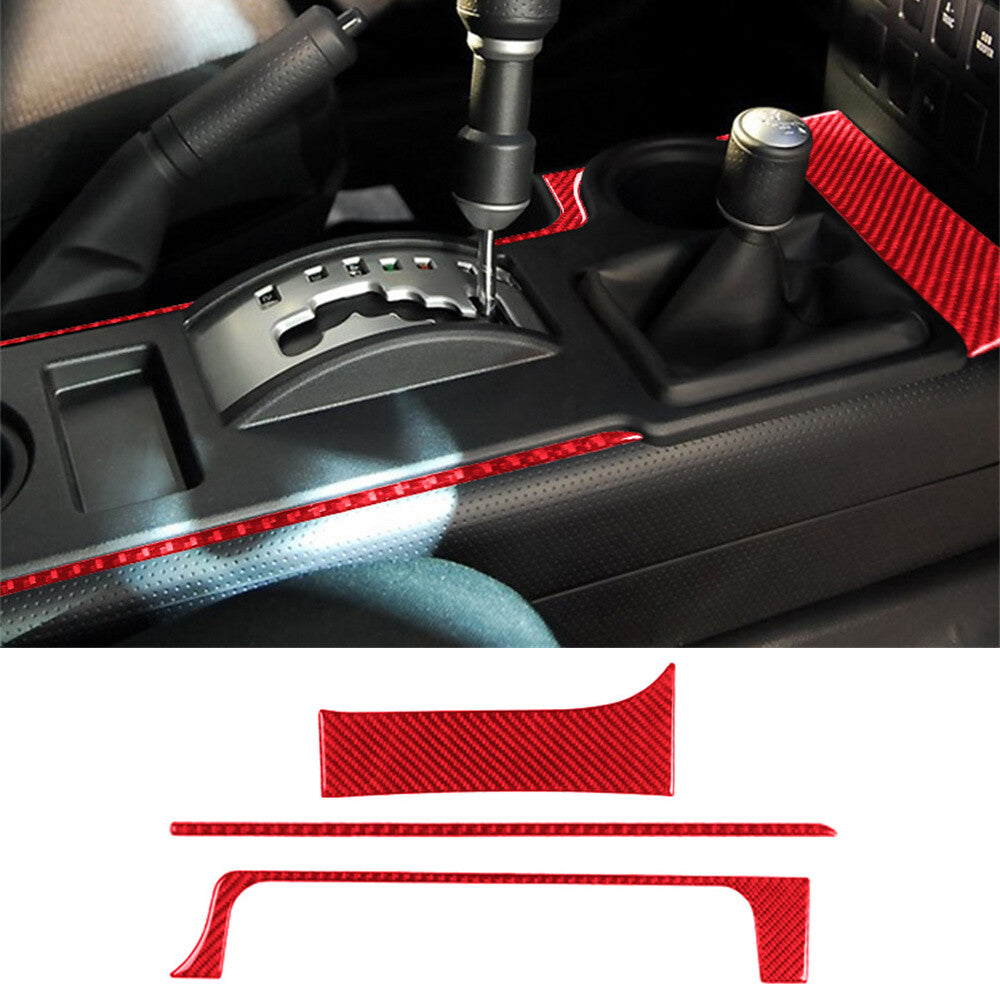 For Toyot@ FJ Cruiser 2007-21Red Carbon Fiber Central Gear Shift Side Panel Trim