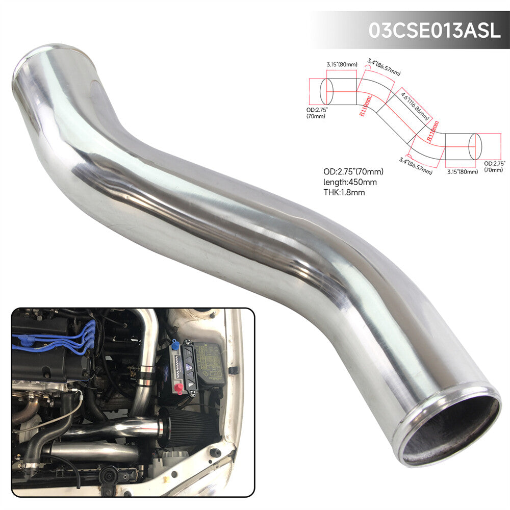2.75 70mm 40 Deg Z / S Shape Aluminum Intercooler Intake Pipe Piping Tube Hose