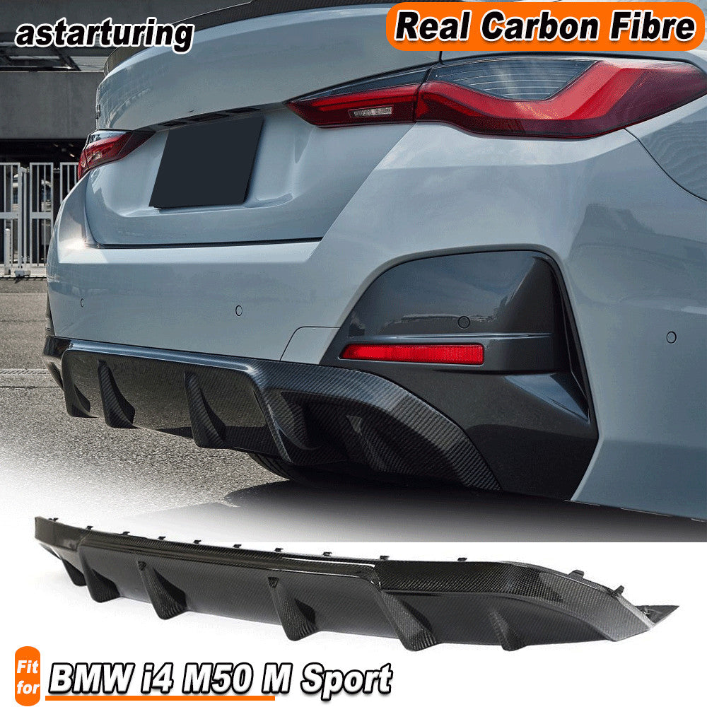 for BMW i4 M50 M Sport 2022-2023 Real Carbon Rear Bumper Diffuser Lip Spoiler