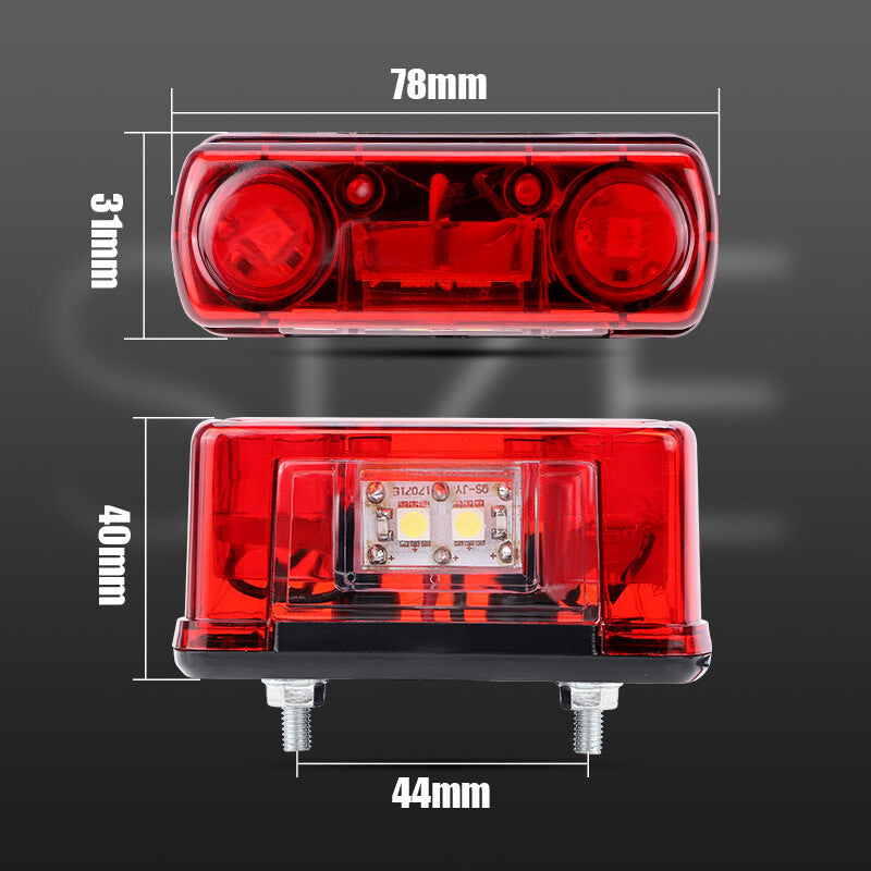 License Plate Tag Light Lamp White+Red LED Truck Trailer SUV ATV UTV Universal