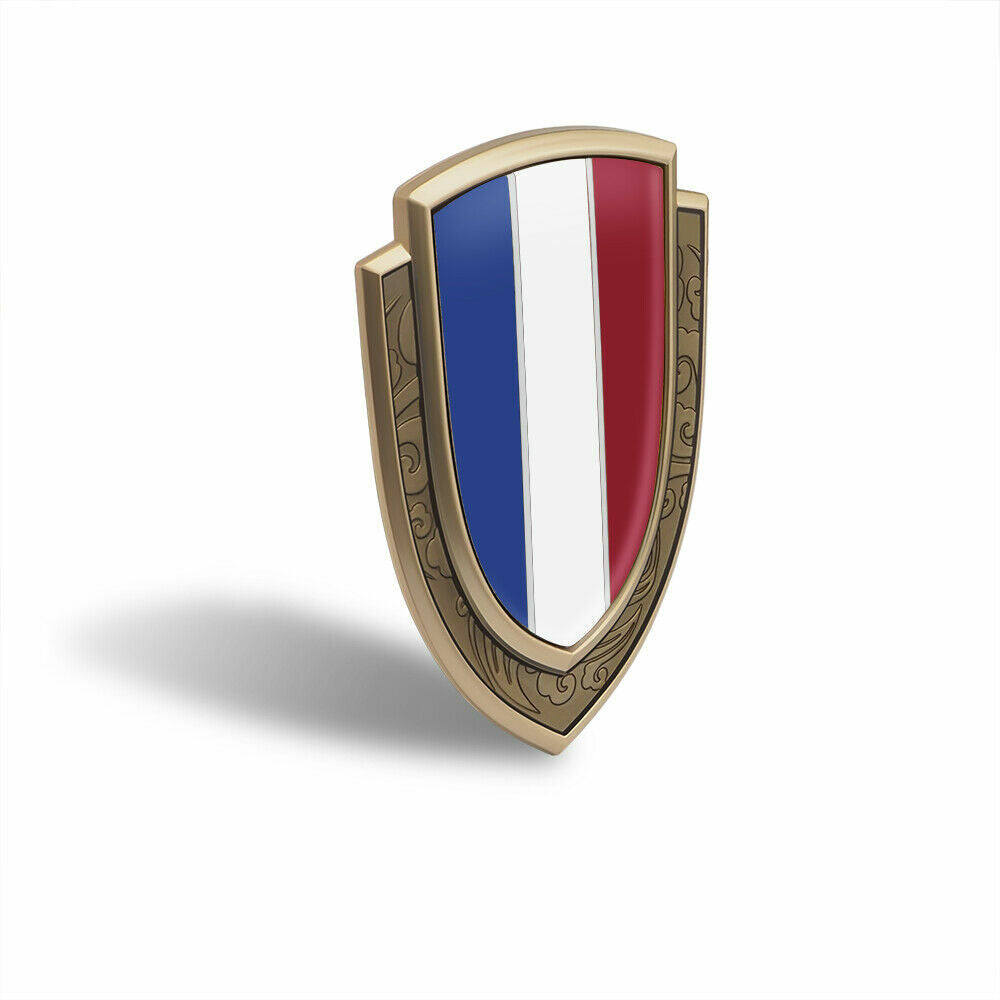 2pcs Gold Metal France French Flag Car Door Side Emblems Stickers