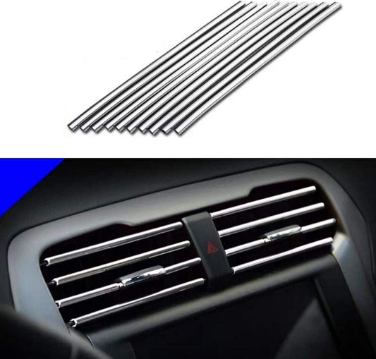 10-Piece Car Air Conditioner Socket Decorative Molded Trim Strips in Silver for BMW