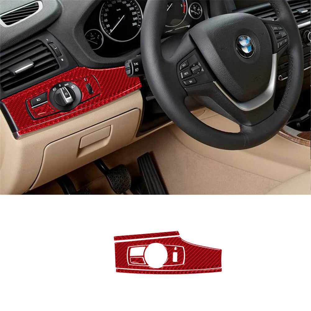 Red Carbon Fiber Lighting Control Cover for Bmw X3 F25 X4 F26 2011-2017 Type B