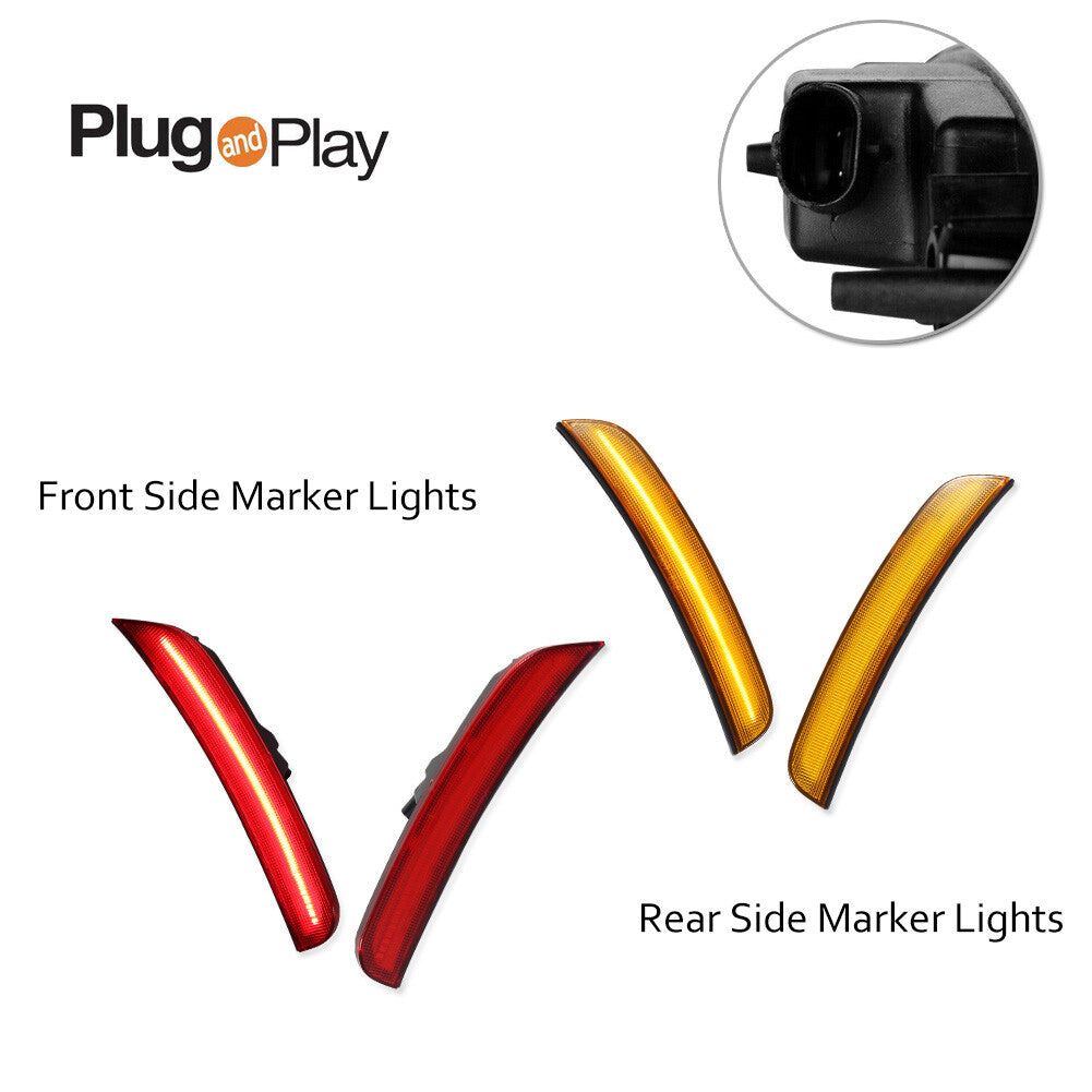 Four front amber and rear red LED bumper side marker lights are available for 2015-2023 for Chrysler 300 models.