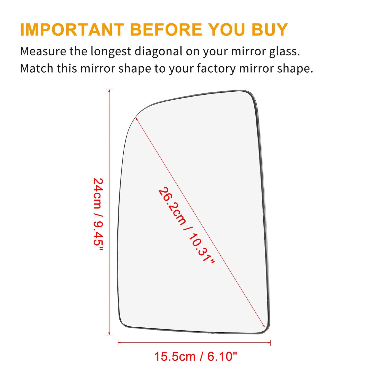 for Mercedes Sprinter 2500 3500 Left Side Upper Mirror Glass Heated w/ Backing