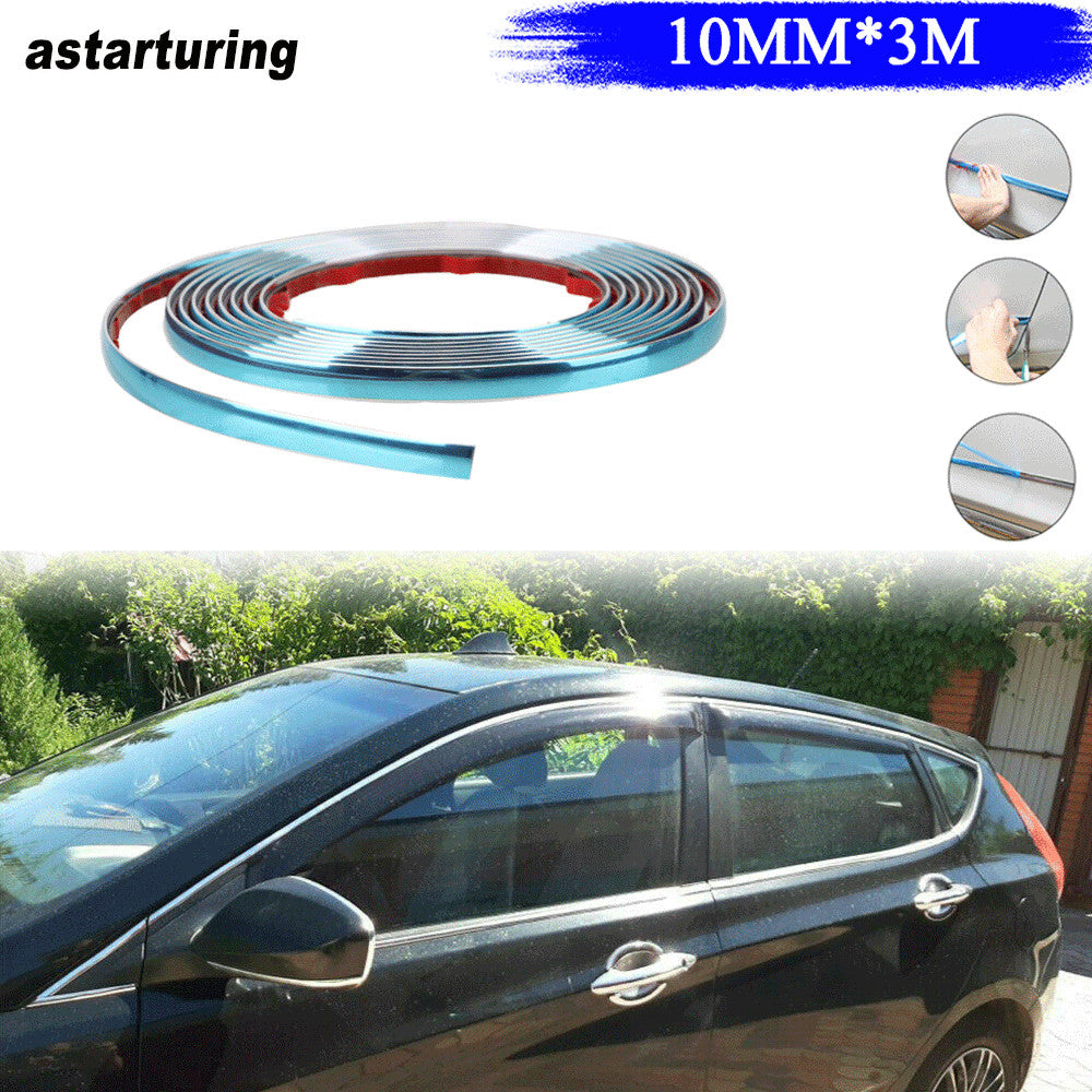 10mm3M Car Door Window Bumper Decoration Moulding Trim Silver Chrome Strip