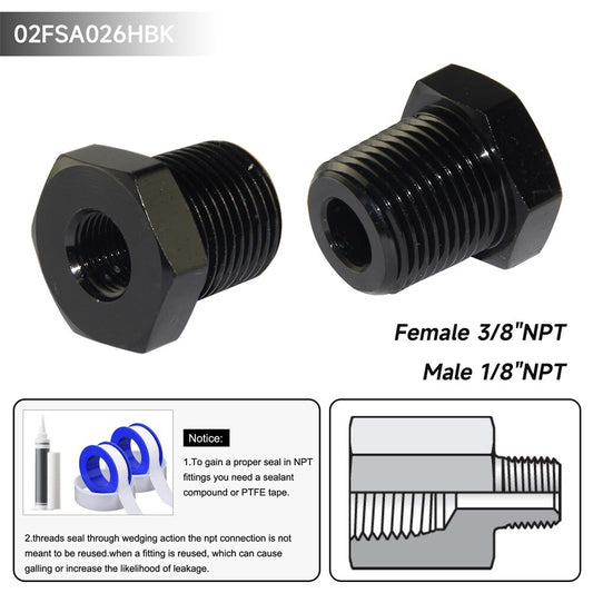 2PCS 1/8 Male x 3/8 Female NPT Thread Reducer Hex Bushing Pipe Fitting Alloy