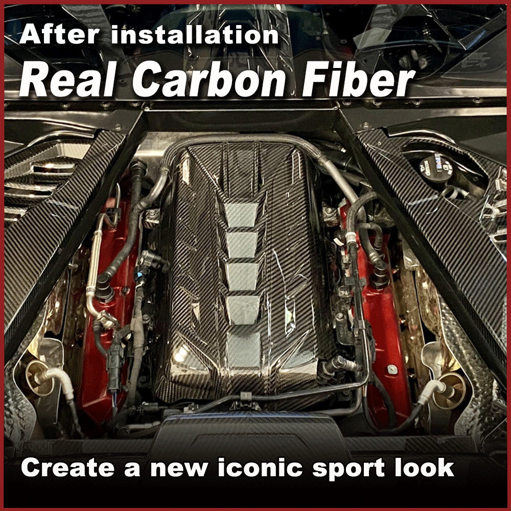 Fit for Chevrolet for Corvette C8 2020-2023 Dry Carbon Fiber Car Engine Cover Trim