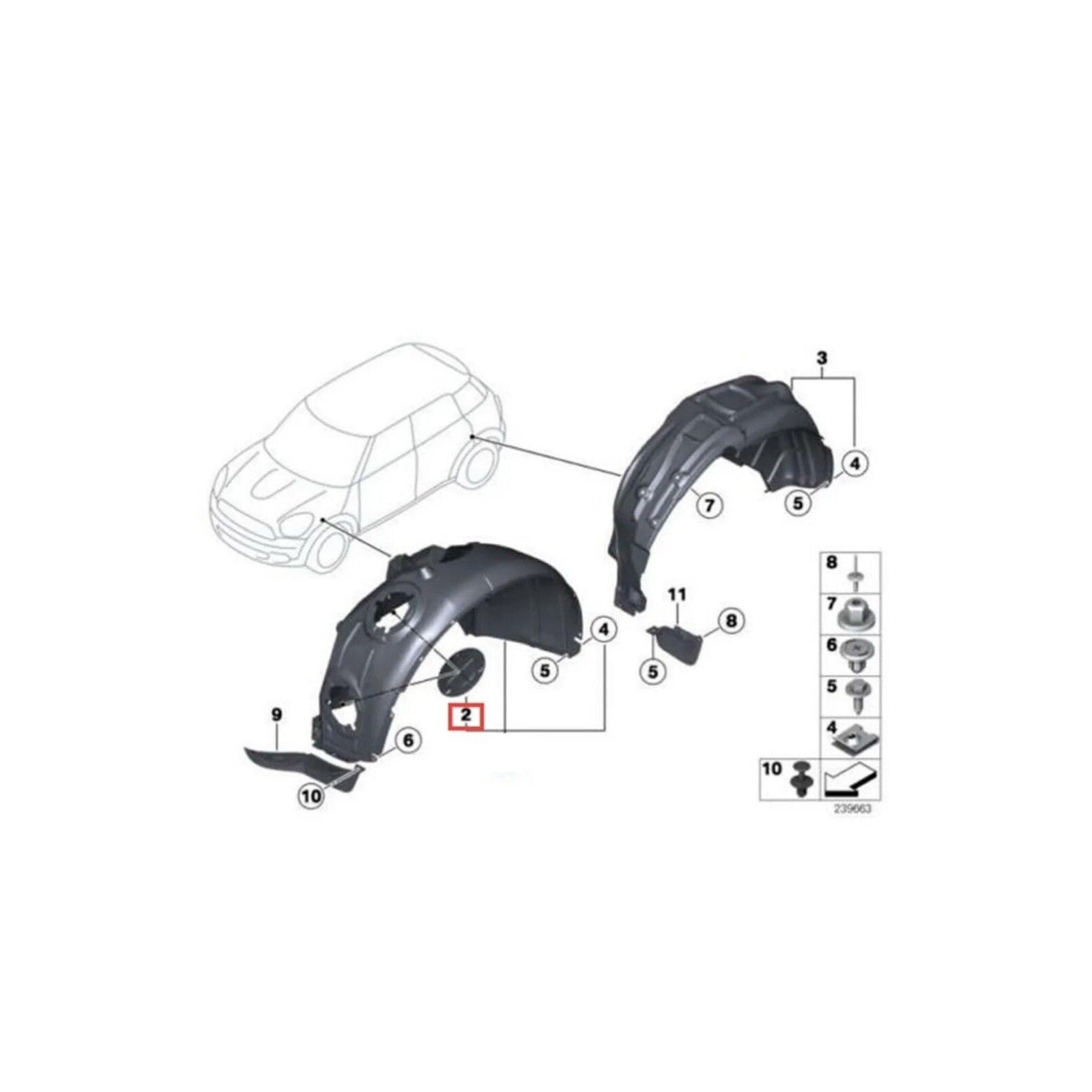 Mudguard Cover Fender Lining Bulb Cap Repair Kit for BMW for Mini Cooper 51772751776