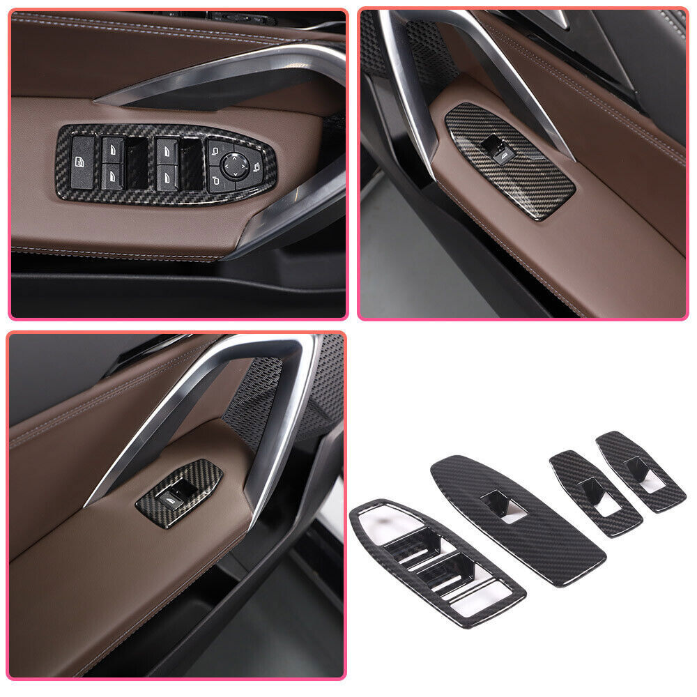 ABS Carbon Fiber Window Lift Switch Button Molding Trim Frame for BMW X1 2023-25