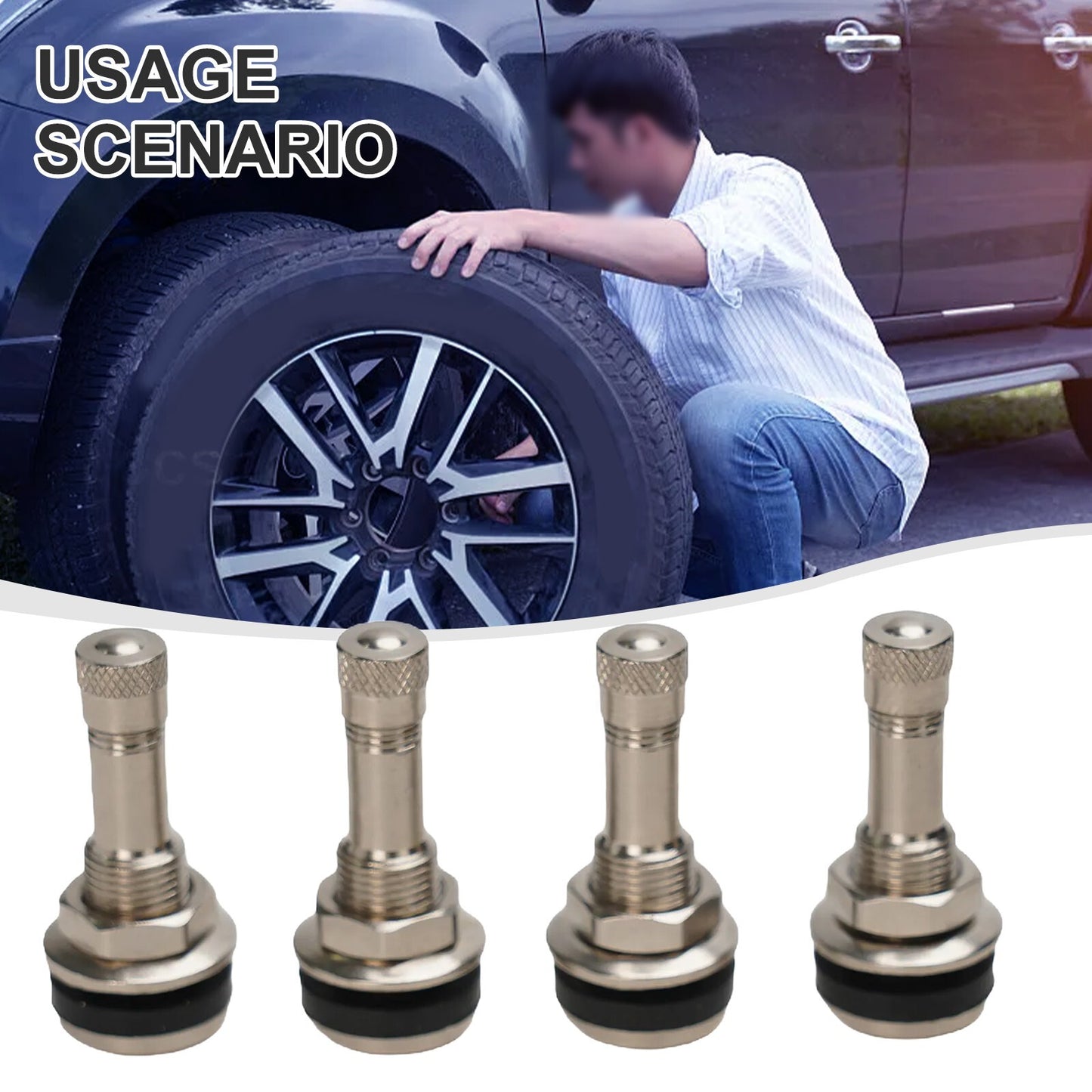 TR416 Chrome Metal Tubeless Bolt In Valve Stems Tires Tubeless Tyre Valves 4pcs