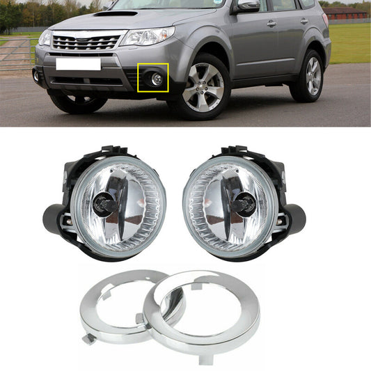 1. Front transparent fog lights and fog light covers trimmed for Subaru Forester 2008-2012.