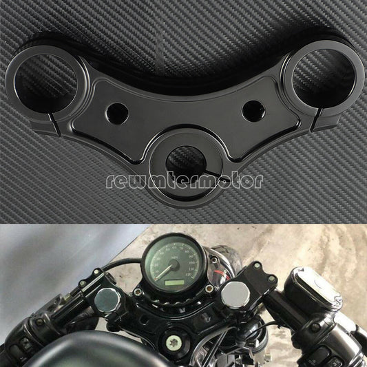 Motorcycle Black Top Triple Clamps w/Riser Holes Fit For Sportster XL 883 04-16