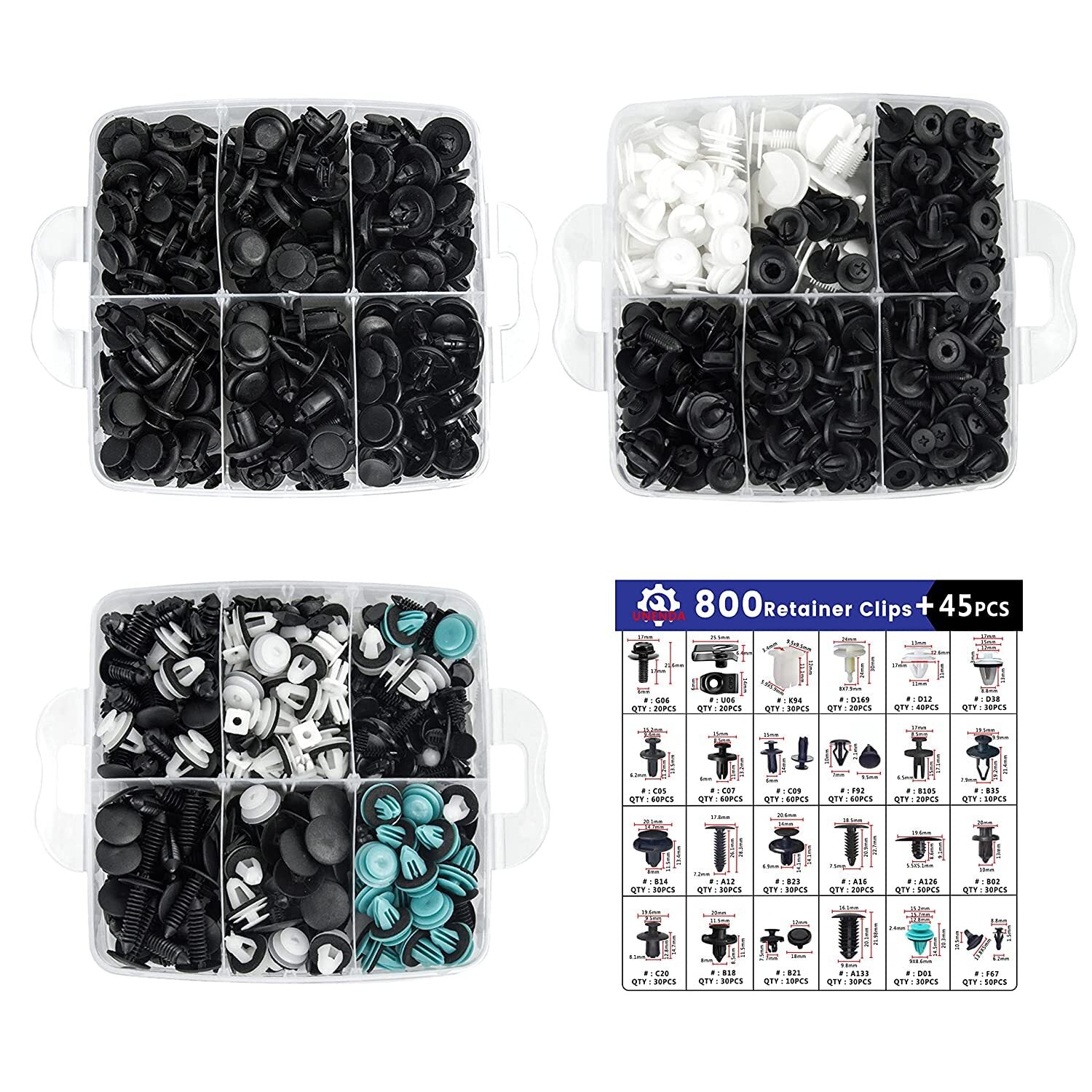 1000-piece set of automotive fixing clips, automatic fasteners, push-button decorative clips, pins, rivets, bumper kit