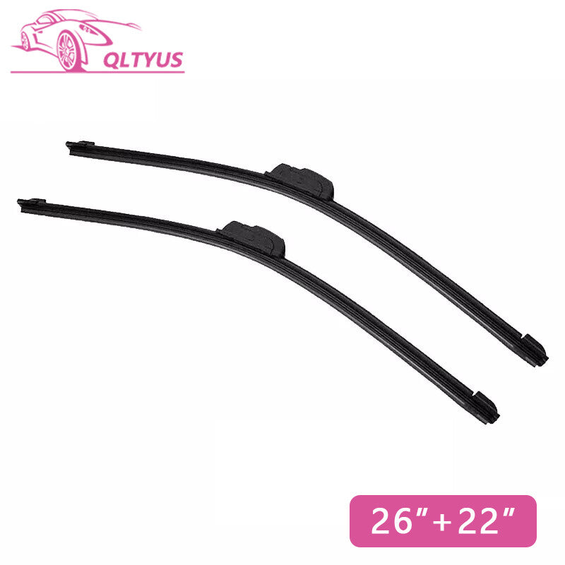 26 + 22 Front Windshield Wiper Blades J-hook Bracketless Frameless All-Seasons