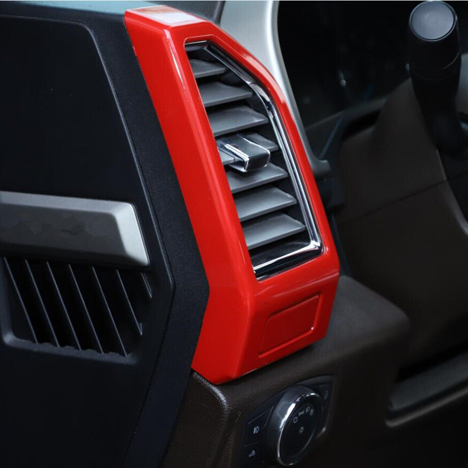 Suitable for 15-20 for Ford F150 ABS, Red Interior Dashboard Side Air Vent Socket Cover Trim Frame