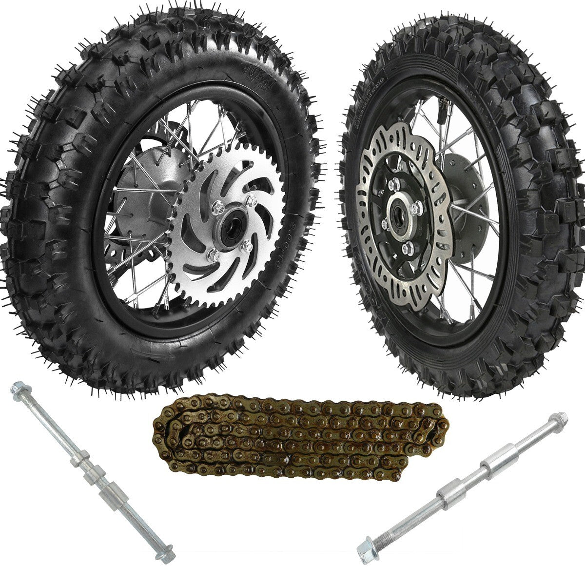10-inch front and rear wheels, 2.50-10 + 3.00-10 tires, rims, for mini pit bike, CRF50 SSR Apollo