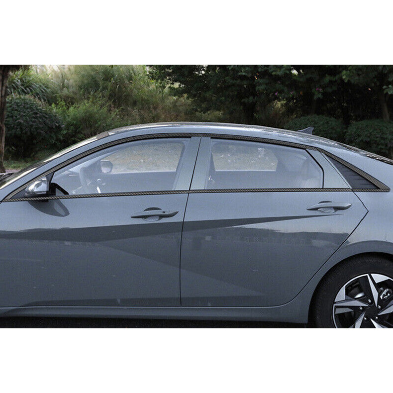 for Hyundai for Elantra 2021-2023 Carbon Fiber Steel Window Molding Strip Cover Trim