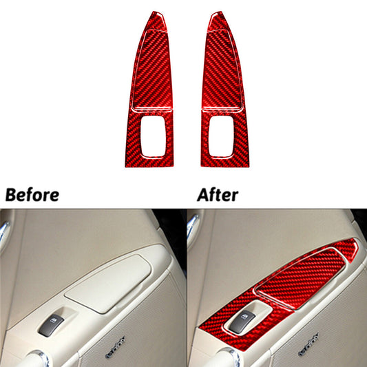 7Pcs Red Carbon Fiber Rear Door Control Cover Trim for Hyundai Azera 2006-2011