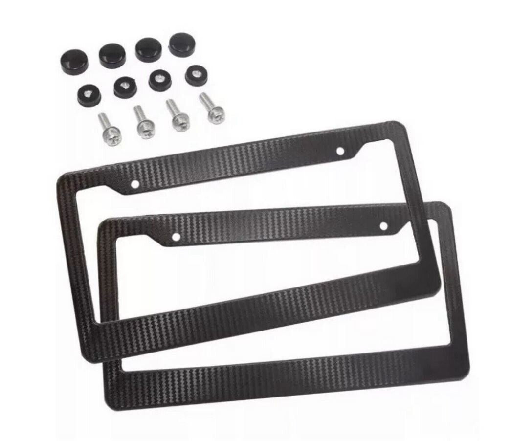 Car license plate frame cover cap, rear black carbon fiber exterior, for Kia for Lexus