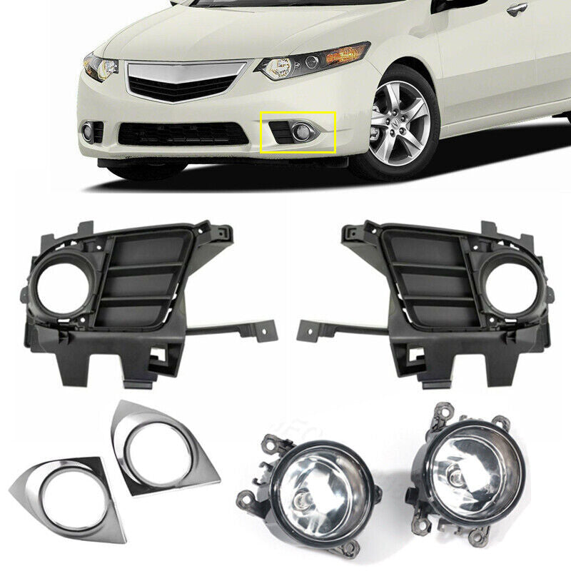 Set Front Bumper Fog Light DRL Assembly Driving Lights for Acura TSX 2011-2014