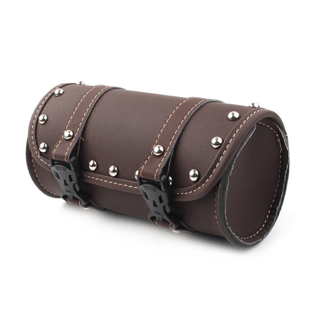 Motorcycle for Mini Retro PU leather Tool Bag Handlebar Sissy Bar Saddlebag Roll Bag