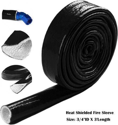 3/4 ID Black Silicone Coated Fiberglass Thermal Insulation Jacket - Fireproof and Thermally Insulating Armor