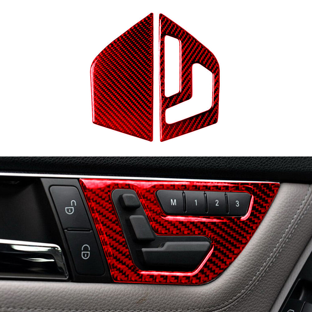 Red Carbon Fiber Door Buckle Trim for Mercedes-Benz W204 2007-2013 Type A