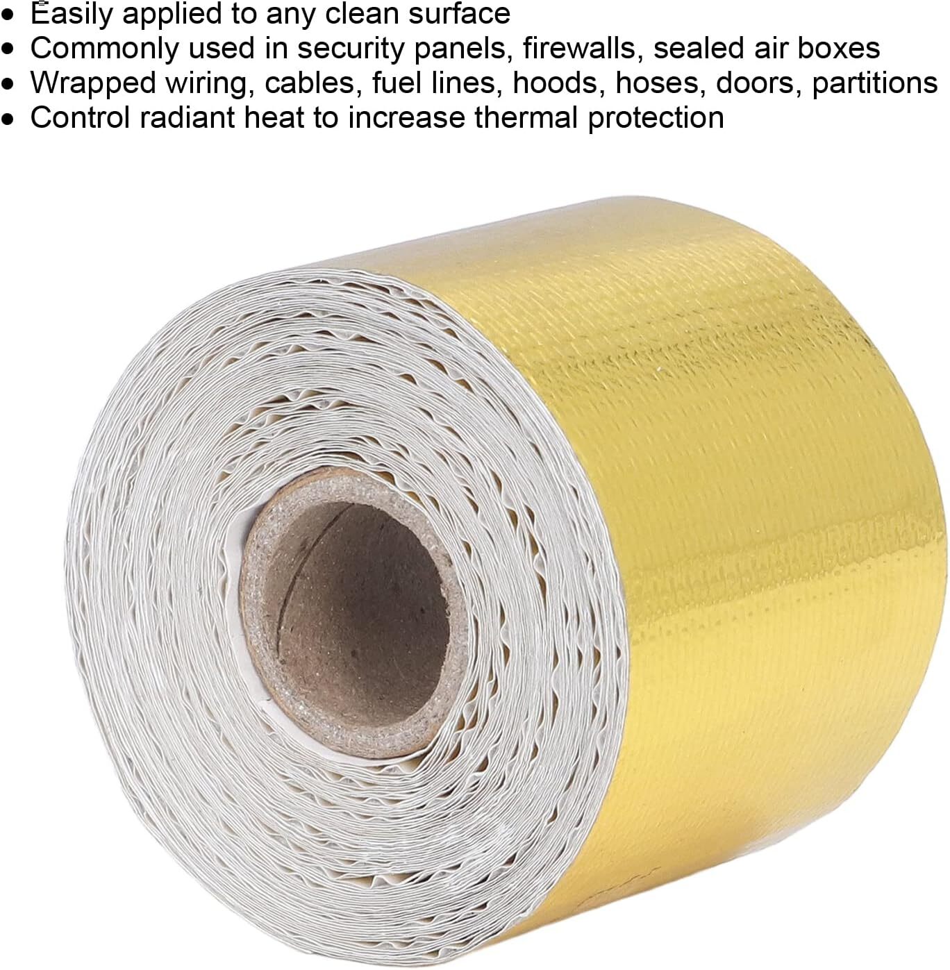 Heat-insulating tape with gold foil heat-reflective coating, self-adhesive and heat-resistant, 16'