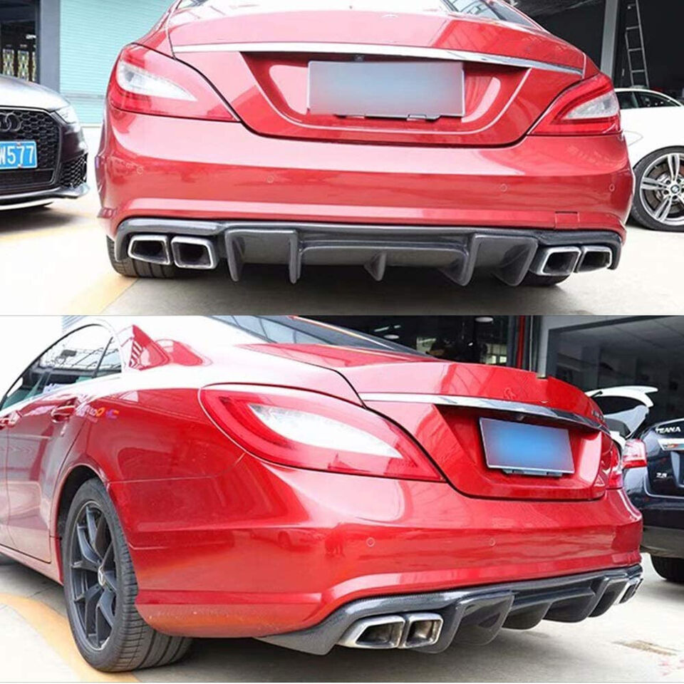Rear Bumper Diffuser Spoiler for Benz W218 CLS550 CLS63 AMG 2012-18 Carbon Fiber