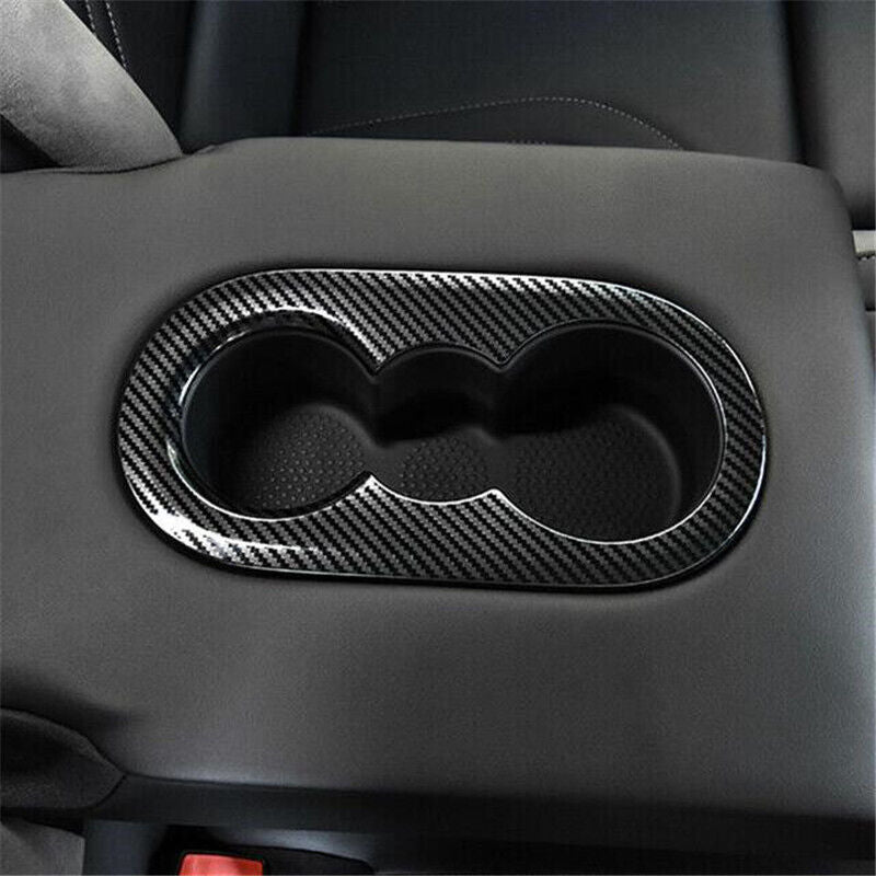Carbon Fiber Rear Water Cup Holder Panel Cover Trim for Volkswagen ID.4 2021-23