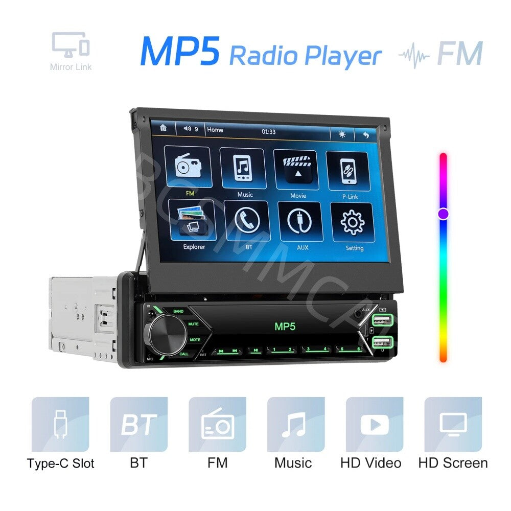 7in Touch Screen Car Stereo Radio Bluetooth For IOS Android Mirror Link Player