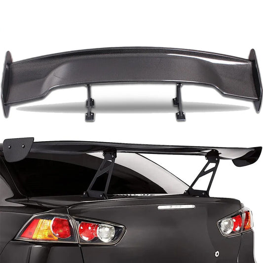 JDM UNIVERSAL CARBON FIBER GT-STYLE 57 RACING REAR BACK SPOILER WING+BRACKETS